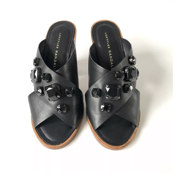 Loeffler Randall Etta Jewel-Embellished Black Mule Sandal - Picture 2 of 11